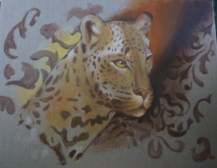 Peinture sur lin - Guépard